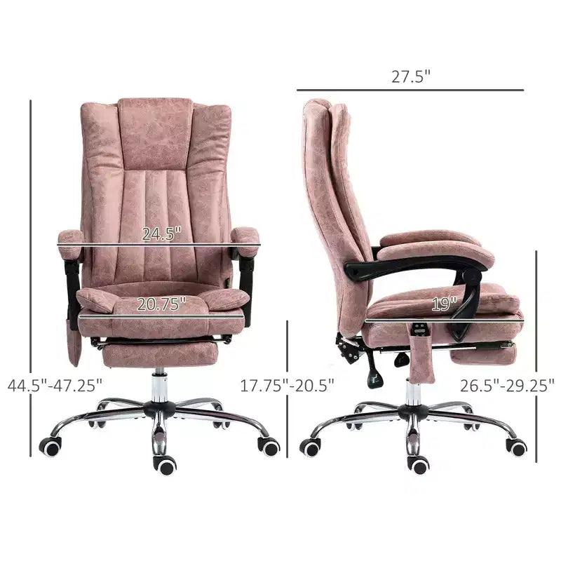 Fauteuil de bureau massant 6 points et chauffant, fauteuil d'ordinateur inclinable avec hauteur réglable et repose-pieds