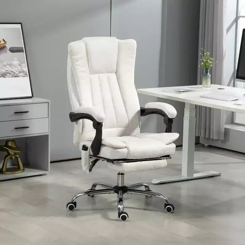 Fauteuil de bureau massant 6 points et chauffant, fauteuil d'ordinateur inclinable avec hauteur réglable et repose-pieds