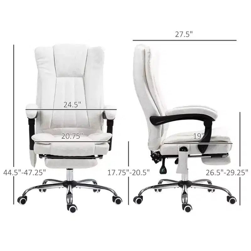 Fauteuil de bureau massant 6 points et chauffant, fauteuil d'ordinateur inclinable avec hauteur réglable et repose-pieds