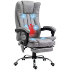 Fauteuil de bureau massant 6 points et chauffant, fauteuil d'ordinateur inclinable avec hauteur réglable et repose-pieds