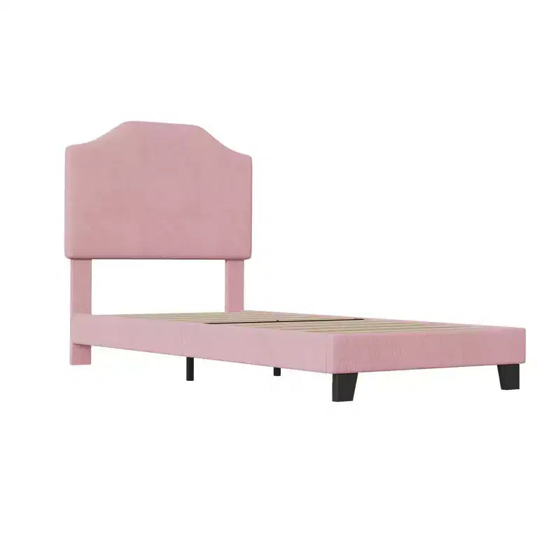 Cadre de lit plateforme capitonné COZONY pour lit simple avec tête de lit en velours côtelé, tête de lit réglable, support à lattes en bois, pas besoin de sommier tapissier