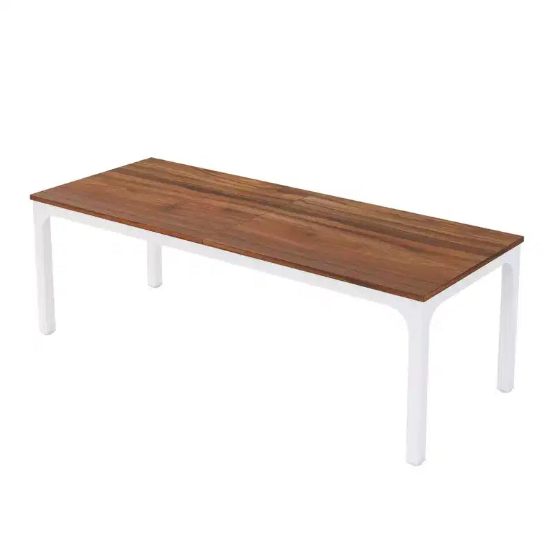 HomeRoots 46 Brown and White Wood and Iron Dining Table