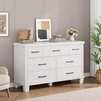 Commode à 7 tiroirs, poignées métalliques, organisateur de commode en bois, pour salon, entrée