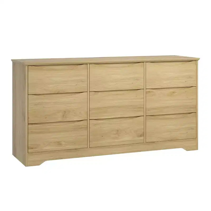 Commode Moderne en Bois à 9 Tiroirs, Grande Commode avec Rangement Profond et Plateau Large, Organisateur Haut pour Chambre, Salon et Chambre d'Enfant, Naturel