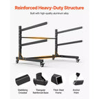 VEVOR Support de rangement pour 2 kayaks, capacité de 79 kg, support autoportant robuste et réglable avec roulettes verrouillables, noir
