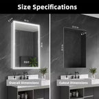 FAMYYT Armoire à pharmacie lumineuse en aluminium de 24 po L x 36 po H avec miroir, intensité variable, anti-buée, entièrement assemblée