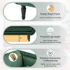 Banc en Velours Whisen 134,6 cm avec Accoudoirs Roulés, Accents de Rivets, Siège Rembourré Minimaliste de Pied de Lit, 2 Coussins, Rembourrage en Mousse Haute Densité