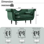 Banc en Velours Whisen 134,6 cm avec Accoudoirs Roulés, Accents de Rivets, Siège Rembourré Minimaliste de Pied de Lit, 2 Coussins, Rembourrage en Mousse Haute Densité
