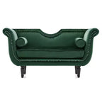 Banc en Velours Whisen 134,6 cm avec Accoudoirs Roulés, Accents de Rivets, Siège Rembourré Minimaliste de Pied de Lit, 2 Coussins, Rembourrage en Mousse Haute Densité