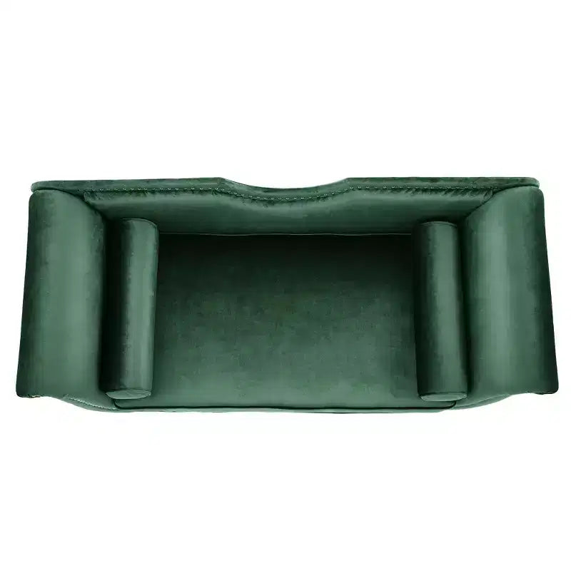 Banc en Velours Whisen 134,6 cm avec Accoudoirs Roulés, Accents de Rivets, Siège Rembourré Minimaliste de Pied de Lit, 2 Coussins, Rembourrage en Mousse Haute Densité