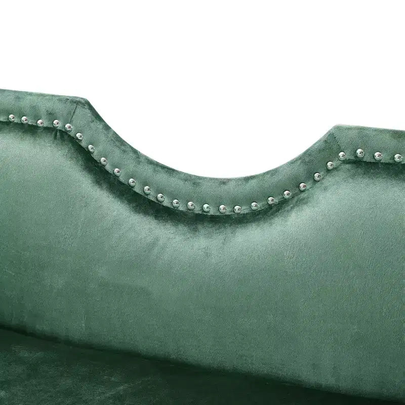 Banc en Velours Whisen 134,6 cm avec Accoudoirs Roulés, Accents de Rivets, Siège Rembourré Minimaliste de Pied de Lit, 2 Coussins, Rembourrage en Mousse Haute Densité