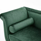 Banc en Velours Whisen 134,6 cm avec Accoudoirs Roulés, Accents de Rivets, Siège Rembourré Minimaliste de Pied de Lit, 2 Coussins, Rembourrage en Mousse Haute Densité