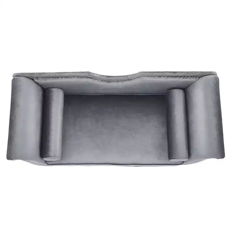 Banc en Velours Whisen 134,6 cm avec Accoudoirs Roulés, Accents de Rivets, Siège Rembourré Minimaliste de Pied de Lit, 2 Coussins, Rembourrage en Mousse Haute Densité
