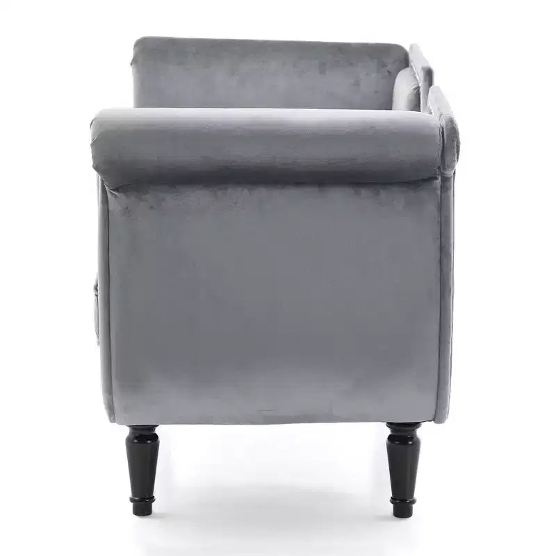 Banc en Velours Whisen 134,6 cm avec Accoudoirs Roulés, Accents de Rivets, Siège Rembourré Minimaliste de Pied de Lit, 2 Coussins, Rembourrage en Mousse Haute Densité
