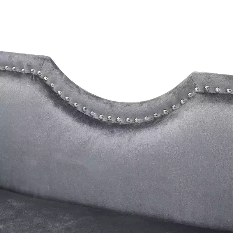 Banc en Velours Whisen 134,6 cm avec Accoudoirs Roulés, Accents de Rivets, Siège Rembourré Minimaliste de Pied de Lit, 2 Coussins, Rembourrage en Mousse Haute Densité