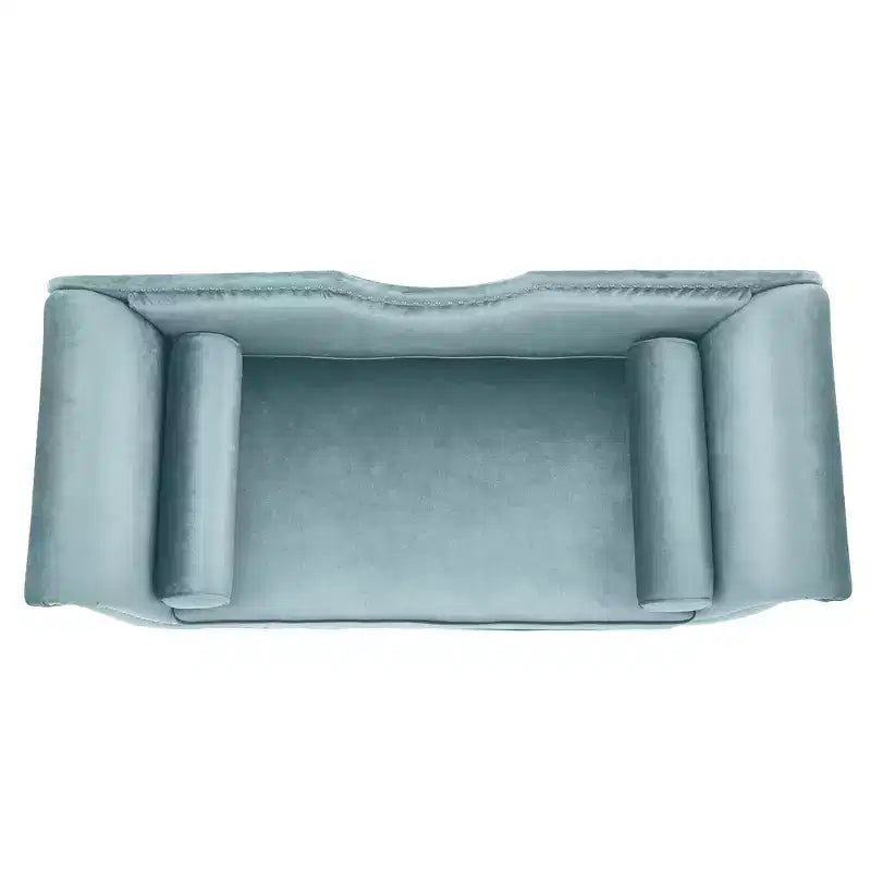 Banc en Velours Whisen 134,6 cm avec Accoudoirs Roulés, Accents de Rivets, Siège Rembourré Minimaliste de Pied de Lit, 2 Coussins, Rembourrage en Mousse Haute Densité