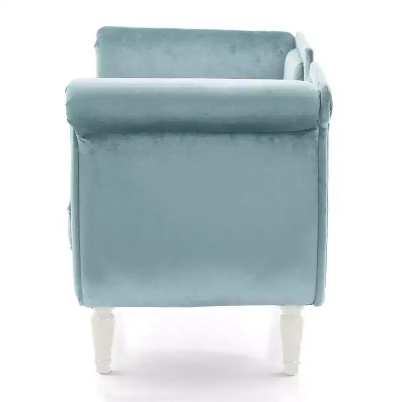 Banc en Velours Whisen 134,6 cm avec Accoudoirs Roulés, Accents de Rivets, Siège Rembourré Minimaliste de Pied de Lit, 2 Coussins, Rembourrage en Mousse Haute Densité