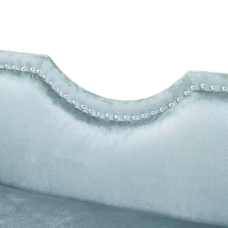 Banc en Velours Whisen 134,6 cm avec Accoudoirs Roulés, Accents de Rivets, Siège Rembourré Minimaliste de Pied de Lit, 2 Coussins, Rembourrage en Mousse Haute Densité