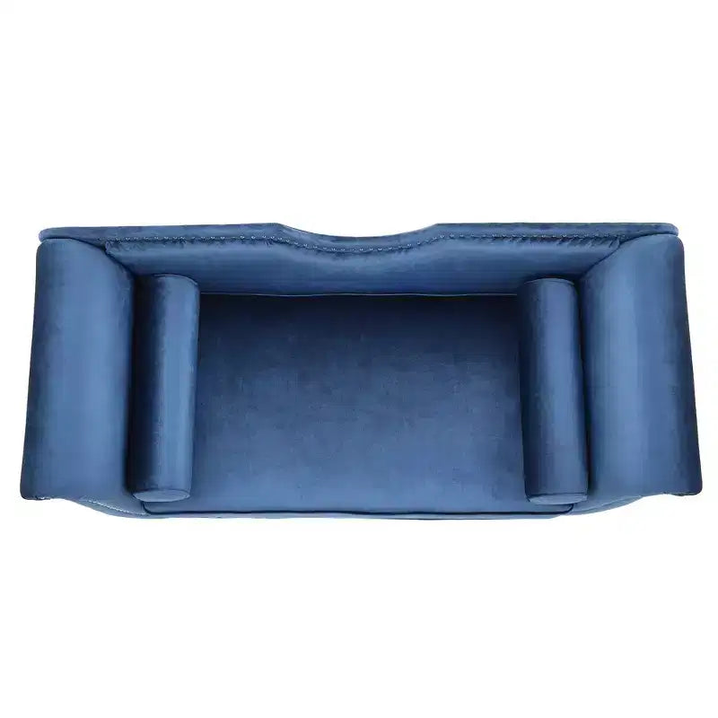 Banc en Velours Whisen 134,6 cm avec Accoudoirs Roulés, Accents de Rivets, Siège Rembourré Minimaliste de Pied de Lit, 2 Coussins, Rembourrage en Mousse Haute Densité