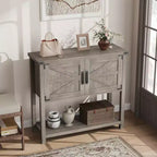 Table console de style rustique avec 2 portes et 2 tiroirs, meuble de rangement en bois pour cuisine, salle à manger, salon, entrée (blanc)