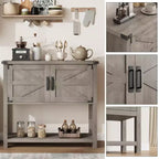 Table console de style rustique avec 2 portes et 2 tiroirs, meuble de rangement en bois pour cuisine, salle à manger, salon, entrée (blanc)
