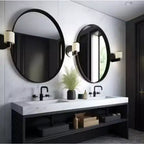 USHOWER Lot de 2 miroirs ronds noirs pour salle de bain avec cadre en métal, miroirs circulaires pour décoration murale, miroir de courtoisie de salle de bain, miroir d'entrée