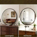 USHOWER Lot de 2 miroirs ronds noirs pour salle de bain avec cadre en métal, miroirs circulaires pour décoration murale, miroir de courtoisie de salle de bain, miroir d'entrée