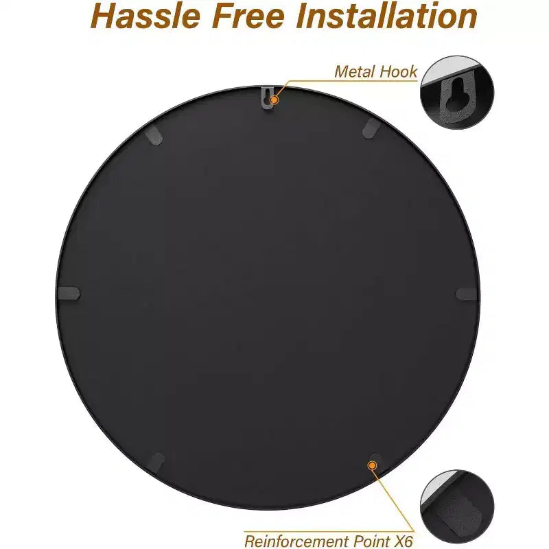 USHOWER Lot de 2 miroirs ronds noirs pour salle de bain avec cadre en métal, miroirs circulaires pour décoration murale, miroir de courtoisie de salle de bain, miroir d'entrée