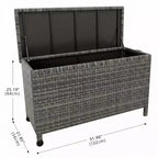Coffre de Rangement Extérieur de 80 Gallons - Étanche en Rotin PE Tressé Résistant aux Intempéries - Rangement Spacieux pour Patio