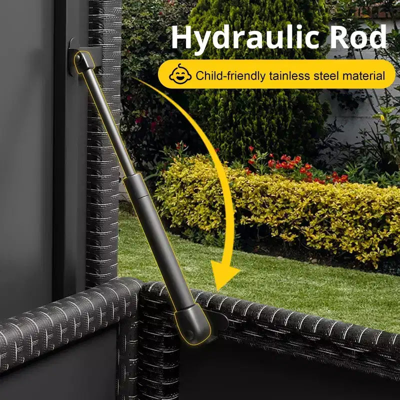 Coffre de Rangement Extérieur de 80 Gallons - Étanche en Rotin PE Tressé Résistant aux Intempéries - Rangement Spacieux pour Patio