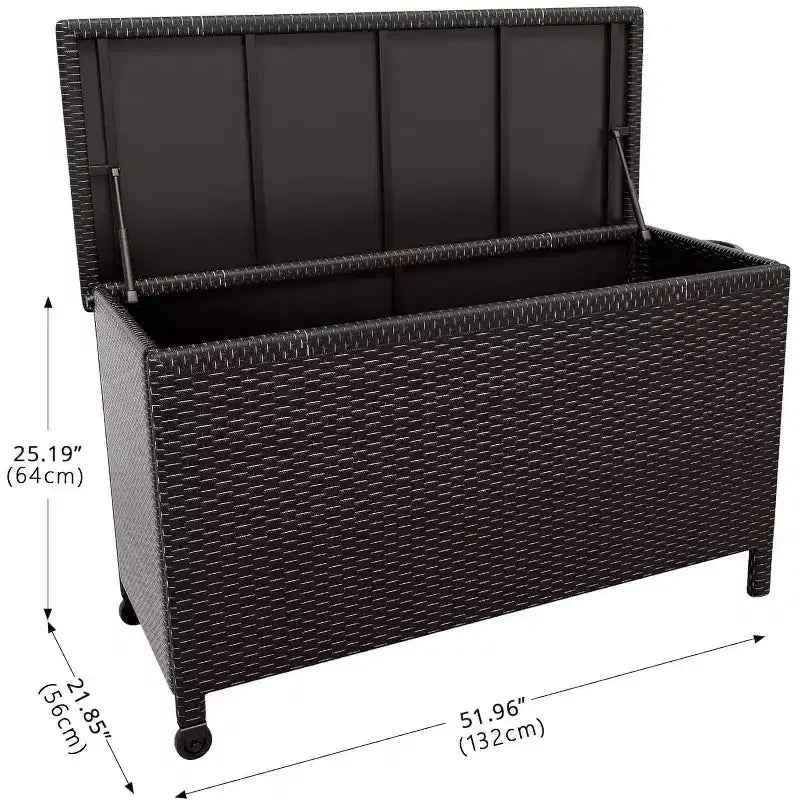 Coffre de Rangement Extérieur de 80 Gallons - Étanche en Rotin PE Tressé Résistant aux Intempéries - Rangement Spacieux pour Patio