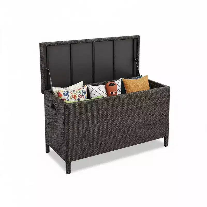80 Gallon Outdoor Deck Box - Waterproof All-Weather PE Rattan Wicker Storage Chest - Spacious Patio Storage