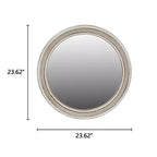 Miroir mural décoratif rond vieilli en bois blanc Whisen avec garniture perlée, miroir de salle de bain de style shabby chic ou campagnard