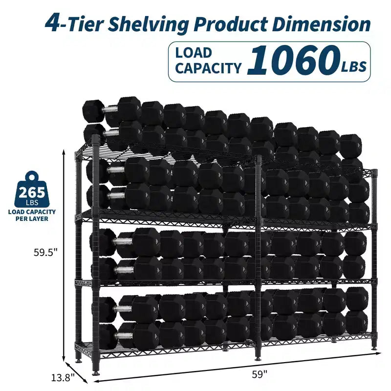 Étagère métallique à 5 niveaux ultra-résistante - Rayonnage de rangement réglable pour garage, cellier, cuisine, sous-sol, entrepôt et usage commercial