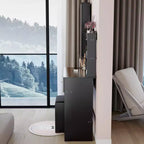 Ensemble de coiffeuse naturelle de 17 pouces avec armoire-miroir pleine longueur et lumières, rangement et tabouret assorti pour chambre à coucher