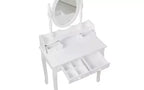 Coiffeuse Maquillage Moderne avec Miroir, 4 Tiroirs, Tabouret Assorti pour Chambres de Filles, Finition Blanche, Design Compact