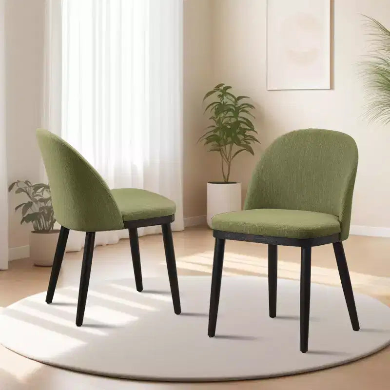 Lot de 2 chaises de salle à manger modernes en tissu - Chaises d'appoint rembourrées avec pieds en bois pour cuisine, salon et ferme (45,7 cm L x 55,9 cm P x 81,3 cm H)
