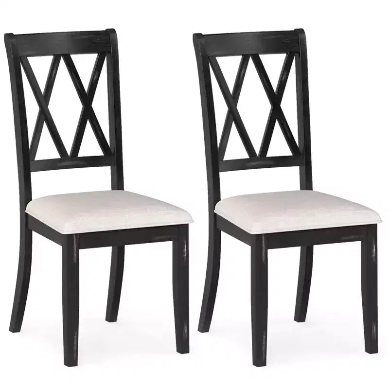Costway 2/4 PCS Farmhouse Dining Chairs Modern Kitchen Chairs with Elegant Hollowed backrest
