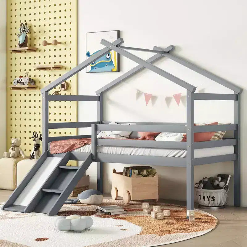 MAYEERTY King Bunk Bed Safety Rail Soft-Close Drawers Kid-Friendly