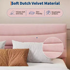 COZONY Cadre de Lit Plateforme Rembourré en Velours avec Tête de Lit, Aucun Sommier Tapissier Requis, Support à Lattes en Bois, Rangement Sous le Lit, Silencieux, Facile à Assembler