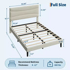 COZONY Cadre de Lit Plateforme Rembourré en Velours avec Tête de Lit, Aucun Sommier Tapissier Requis, Support à Lattes en Bois, Rangement Sous le Lit, Silencieux, Facile à Assembler