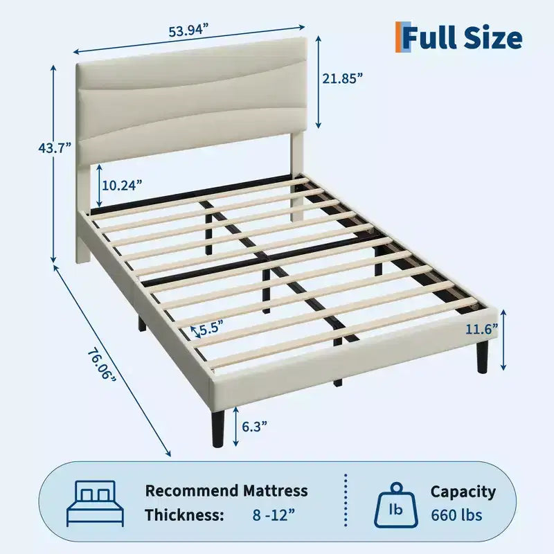 COZONY Cadre de Lit Plateforme Rembourré en Velours avec Tête de Lit, Aucun Sommier Tapissier Requis, Support à Lattes en Bois, Rangement Sous le Lit, Silencieux, Facile à Assembler