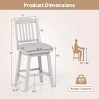 Tabourets de bar Costway de 63,5 cm (25 po), lot de 2 ou 4, avec dossier à lattes, siège rembourré et repose-pieds
