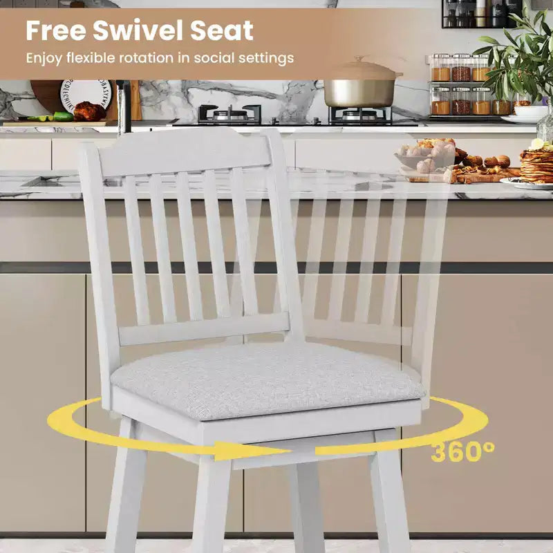 Tabourets de bar Costway de 63,5 cm (25 po), lot de 2 ou 4, avec dossier à lattes, siège rembourré et repose-pieds