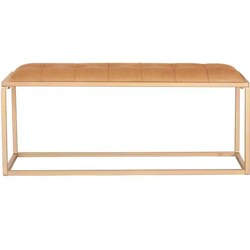 HomeRoots 43 Brown And Gold Upholstered Upholstery Bedroom Bench