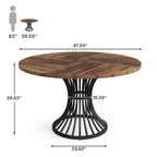 Table de salle à manger de ferme MAYEERTY 47 ronde avec sablier, plateau en MDF et base en métal, table polyvalente 6 personnes pour la maison et le café