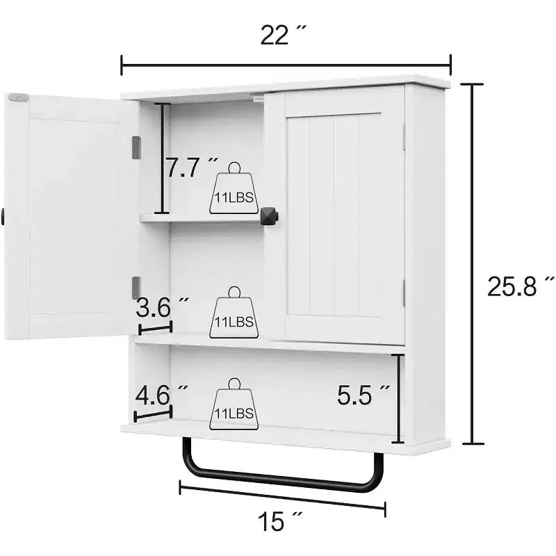 Meuble de salle de bain mural Dcolora avec porte-serviettes et étagère réglable