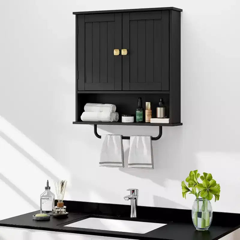 Meuble de salle de bain mural Dcolora avec porte-serviettes et étagère réglable