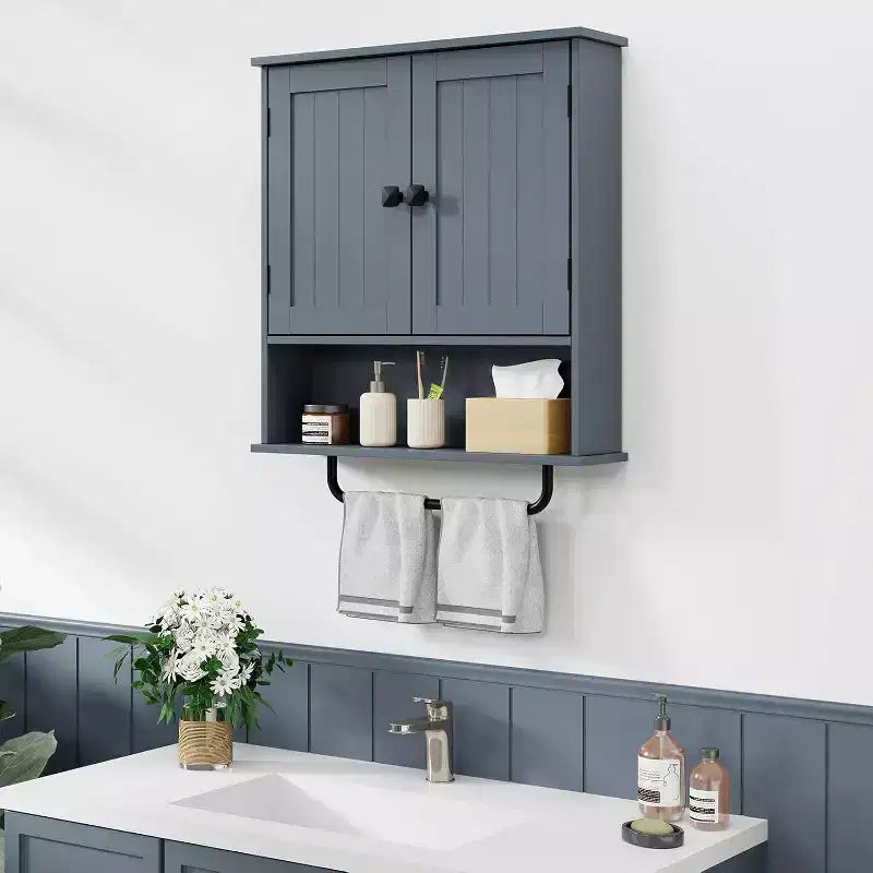 Meuble de salle de bain mural Dcolora avec porte-serviettes et étagère réglable