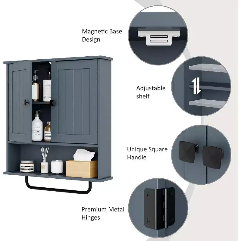 Meuble de salle de bain mural Dcolora avec porte-serviettes et étagère réglable